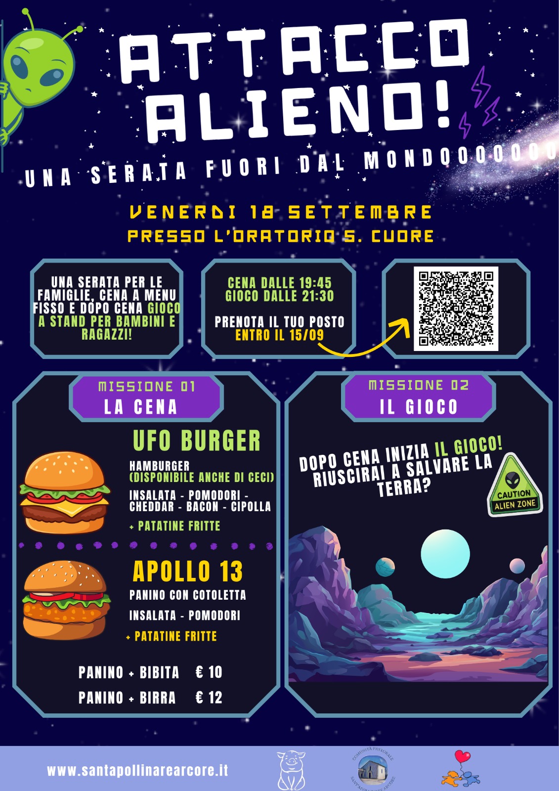 Al momento stai visualizzando CENA “ATTACCO ALIENO” DI VENERDÌ 18, PRENOTAZIONI IN SCADENZA